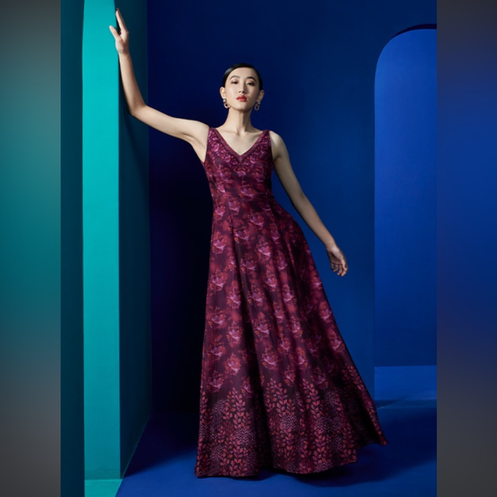 Anita Dongre Purple Lehenga with Intricate Floral Embroidery